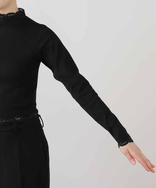 追加》レーストリムハイネックトップ（Tシャツ/カットソー）｜EDIT