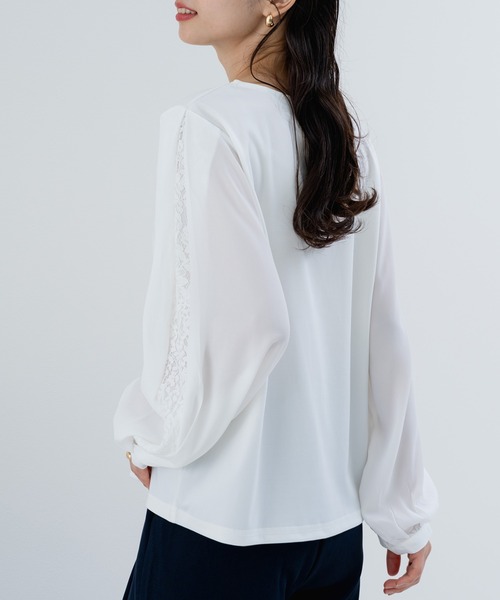 ANNA LUNA(アンナルナ)の「【ANNA LUNA】袖の スリット からのぞく レース がポイントの 上品ブラウス!(Tシャツ/カットソー・レディース・オフホワイト/ブラック/ベージュ・MEDIUM)」の14枚目の写真