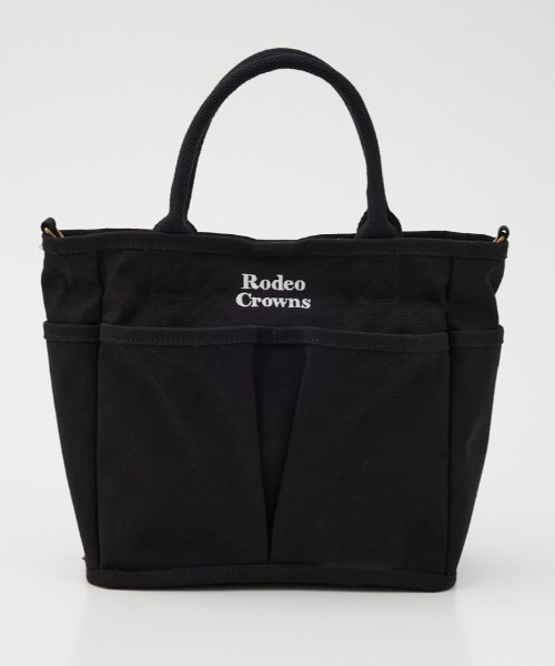 RODEO CROWNS WIDE BOWL（ロデオクラウンズワイドボウル）の「ポケットミドルトート（トートバッグ・レディース・サックスブルー/ブラウン系その他/オフホワイト/ブラック・FREE）」の2枚目の写真