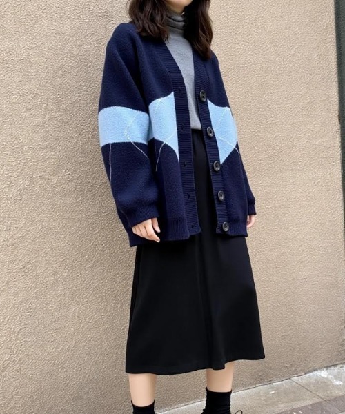 cammie(キャミー)の「ドロップショルダーアーガイル柄カーディガン(カーディガン/ボレロ・レディース・ベージュ・F)」の12枚目の写真