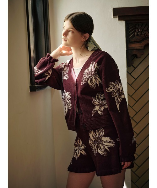 MUCHA】リリー柄フロッキーシュシュ（シュシュ）｜gelato pique