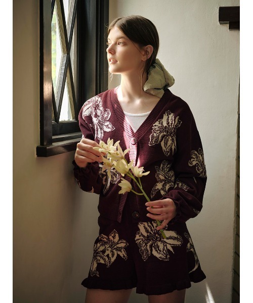 MUCHA】リリー柄フロッキーシュシュ（シュシュ）｜gelato pique