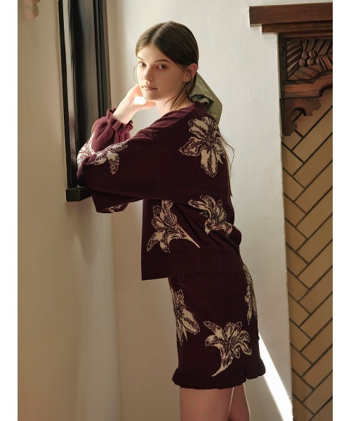 gelato pique(ジェラートピケ)の「【MUCHA】リリー柄フロッキーシュシュ(シュシュ・レディース・グリーン/ブラウン・F)」の14枚目の写真