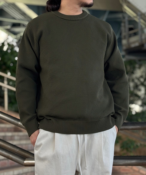 ikka(イッカ)の「GOKU楽ニット鹿の子クルー(ニット/セーター・メンズ・ブラック/カーキ/ネイビー/ベージュ・M/L/XL/S)」の3枚目の写真