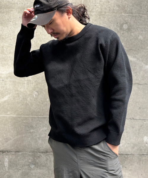 ikka(イッカ)の「GOKU楽ニット鹿の子クルー(ニット/セーター・メンズ・ブラック/カーキ/ネイビー/ベージュ・M/L/XL/S)」の2枚目の写真