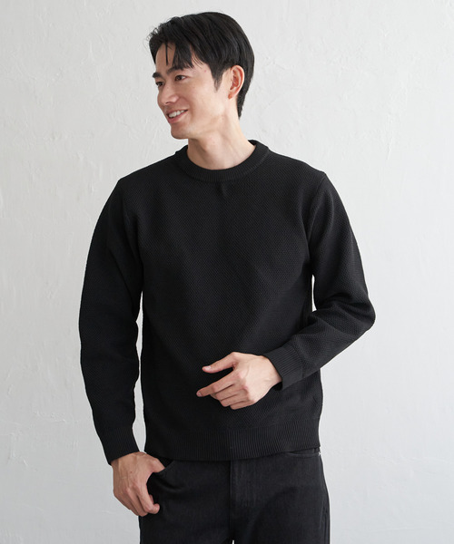 ikka(イッカ)の「GOKU楽ニット鹿の子クルー(ニット/セーター・メンズ・ブラック/カーキ/ネイビー/ベージュ・M/L/XL/S)」の5枚目の写真