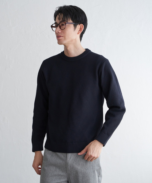 ikka(イッカ)の「GOKU楽ニット鹿の子クルー(ニット/セーター・メンズ・ブラック/カーキ/ネイビー/ベージュ・M/L/XL/S)」の14枚目の写真