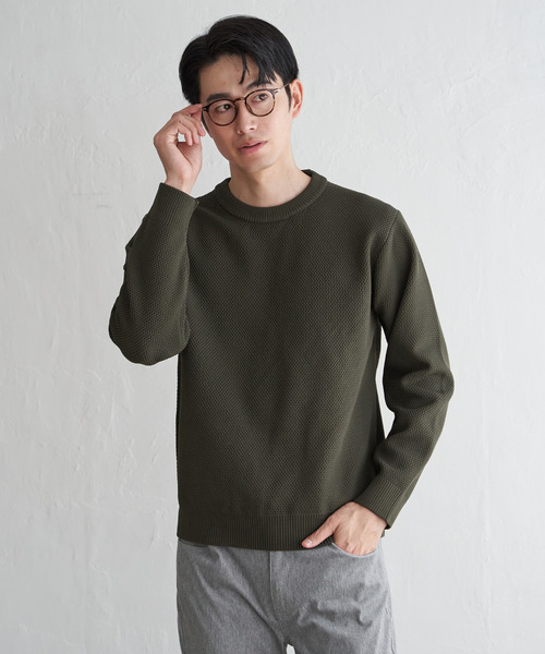 ikka(イッカ)の「GOKU楽ニット鹿の子クルー(ニット/セーター・メンズ・ブラック/カーキ/ネイビー/ベージュ・M/L/XL/S)」の11枚目の写真