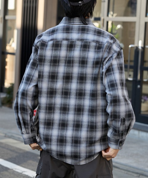 オーバーサイズ レギュラーカラーオンブレチェックシャツ MONO-MART