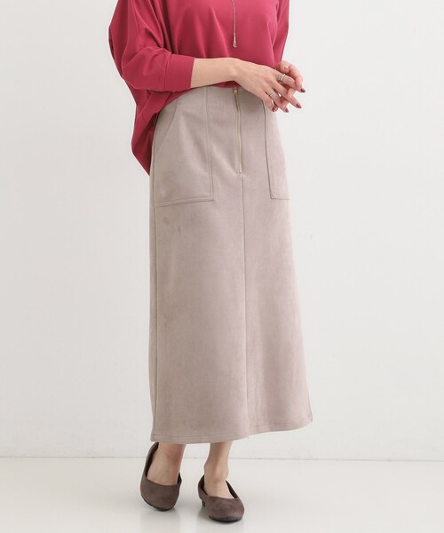 DRESKIP（ドレスキップ）の「【洗濯機可】上品できれい見え フェイクスエード ナロースカート（スカート・レディース・ベージュ/ブルー系その他/ダークブラウン/チャコールグレー・01/02/03/04）」の3枚目の写真