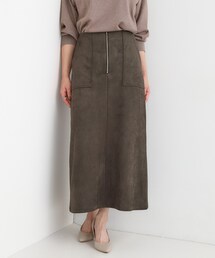 【洗濯機可】上品できれい見え フェイクスエード ナロースカート