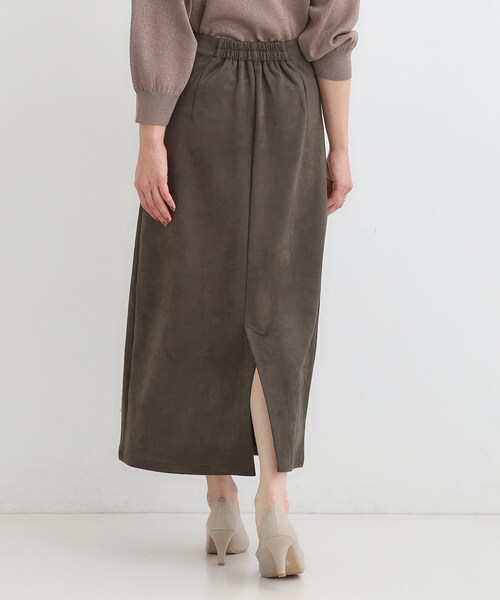 DRESKIP（ドレスキップ）の「【洗濯機可】上品できれい見え フェイクスエード ナロースカート（スカート・レディース・ベージュ/ブルー系その他/ダークブラウン/チャコールグレー・01/02/03/04）」の7枚目の写真