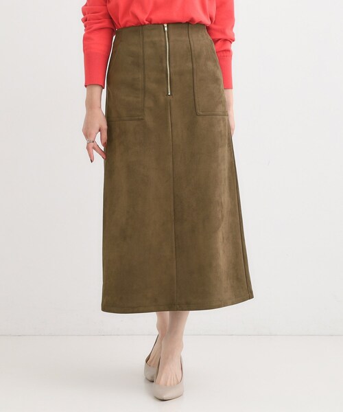 DRESKIP（ドレスキップ）の「【洗濯機可】上品できれい見え フェイクスエード ナロースカート（スカート・レディース・ベージュ/ブルー系その他/ダークブラウン/チャコールグレー・01/02/03/04）」の10枚目の写真