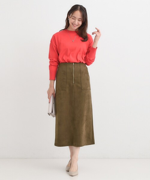 DRESKIP（ドレスキップ）の「【洗濯機可】上品できれい見え フェイクスエード ナロースカート（スカート・レディース・ベージュ/ブルー系その他/ダークブラウン/チャコールグレー・01/02/03/04）」の12枚目の写真