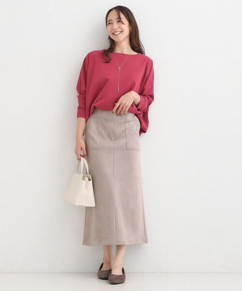 DRESKIP（ドレスキップ）の「【洗濯機可】上品できれい見え フェイクスエード ナロースカート（スカート・レディース・ベージュ/ブルー系その他/ダークブラウン/チャコールグレー・01/02/03/04）」の16枚目の写真