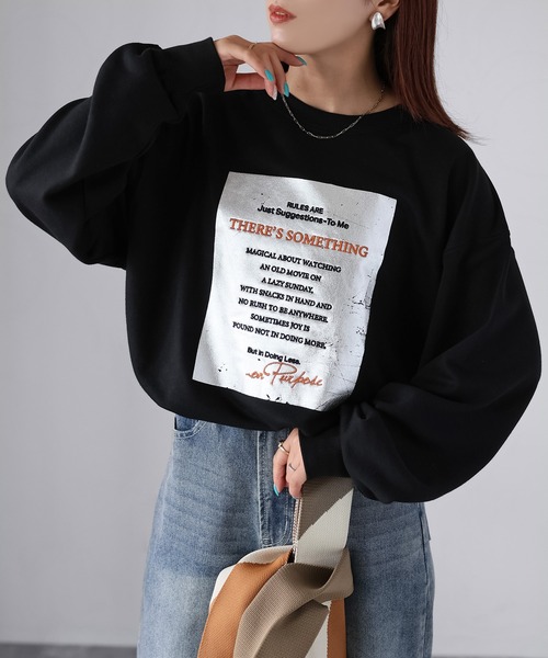 Riberry(リベリー)の「箔プリントボックスロゴ刺繍スウェット(スウェット・レディース・アイボリー/ブラック/チャコールグレー/オートミール・FREE)」の6枚目の写真