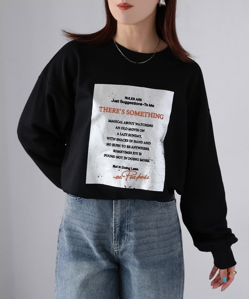 Riberry(リベリー)の「箔プリントボックスロゴ刺繍スウェット(スウェット・レディース・アイボリー/ブラック/チャコールグレー/オートミール・FREE)」の5枚目の写真