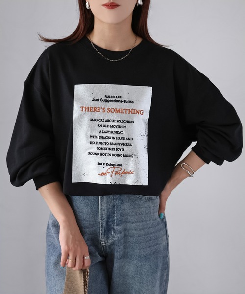 Riberry(リベリー)の「箔プリントボックスロゴ刺繍スウェット(スウェット・レディース・アイボリー/ブラック/チャコールグレー/オートミール・FREE)」の11枚目の写真