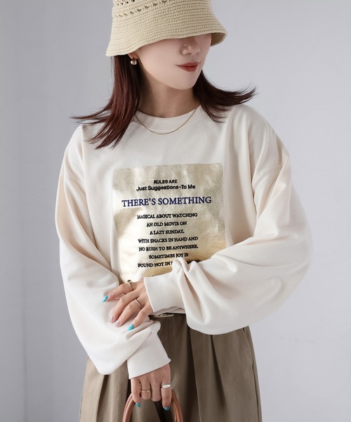 Riberry(リベリー)の「箔プリントボックスロゴ刺繍スウェット(スウェット・レディース・アイボリー/ブラック/チャコールグレー/オートミール・FREE)」の9枚目の写真