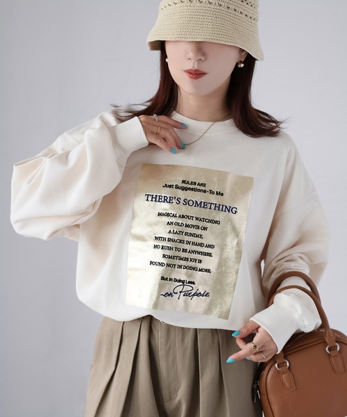 Riberry(リベリー)の「箔プリントボックスロゴ刺繍スウェット(スウェット・レディース・アイボリー/ブラック/チャコールグレー/オートミール・FREE)」の8枚目の写真