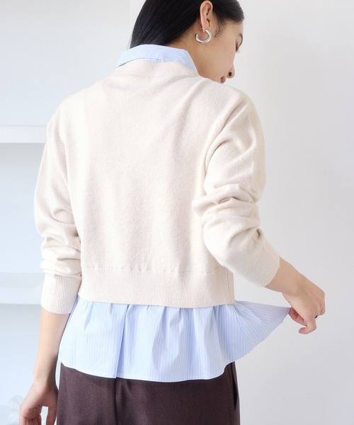 VIS(ビス)の「シャツレイヤード風メタルボタンカーディガン(カーディガン/ボレロ・レディース・チャコールグレー/ライトグレー/キナリ/ホワイト系その他5/グレー系その他・FREE)」の7枚目の写真