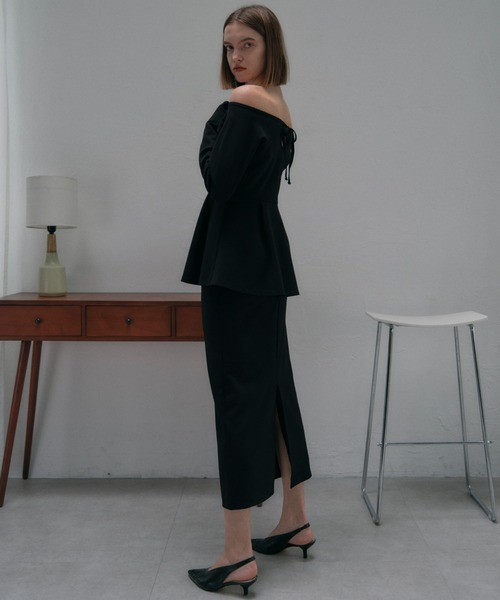 MAISON ELLIE（メゾンエリー）の「low waist ribbon tight skirt（スカート・レディース・ホワイト/ブラック・FREE）」の8枚目の写真