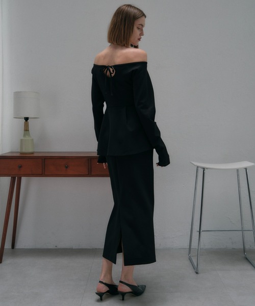 MAISON ELLIE（メゾンエリー）の「low waist ribbon tight skirt（スカート・レディース・ホワイト/ブラック・FREE）」の9枚目の写真