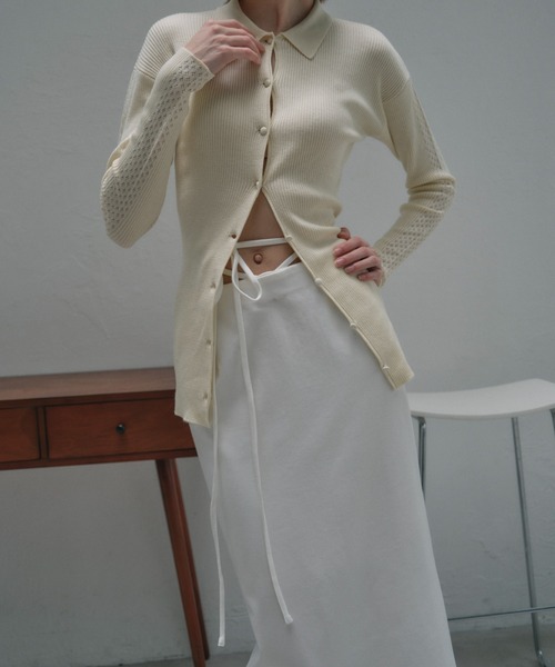 MAISON ELLIE（メゾンエリー）の「low waist ribbon tight skirt（スカート・レディース・ホワイト/ブラック・FREE）」の3枚目の写真