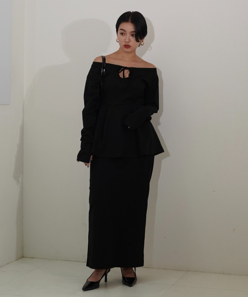 MAISON ELLIE（メゾンエリー）の「low waist ribbon tight skirt（スカート・レディース・ホワイト/ブラック・FREE）」の12枚目の写真