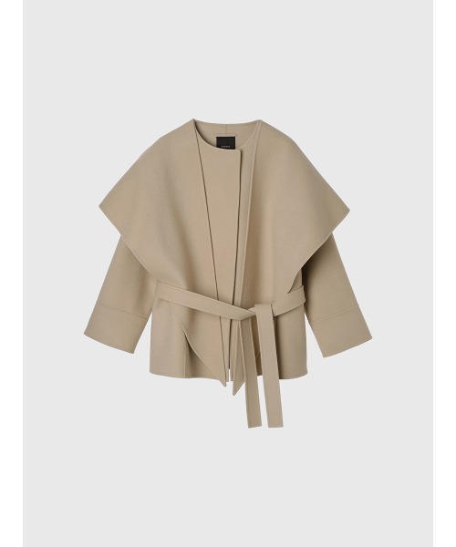 リバーウールミドルマフラーコート（ノーカラーコート）｜anuans（ア