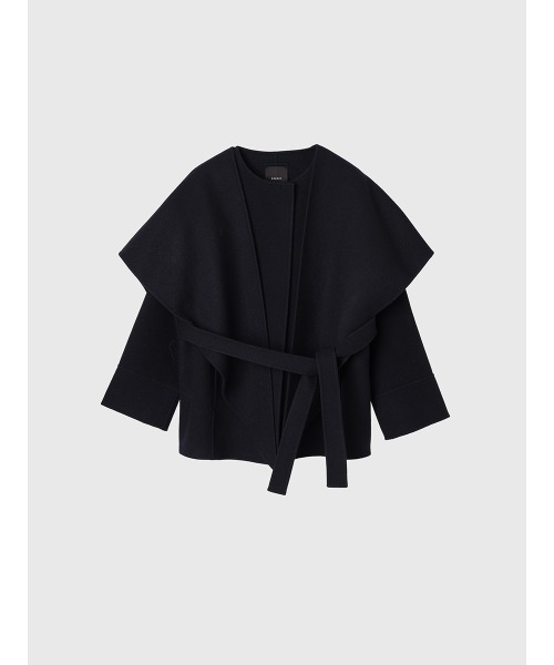 リバーウールミドルマフラーコート（ノーカラーコート）｜anuans（ア