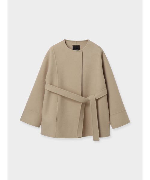 リバーウールミドルマフラーコート（ノーカラーコート）｜anuans（ア