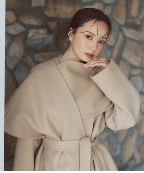 リバーウールミドルマフラーコート（ノーカラーコート）｜anuans（ア