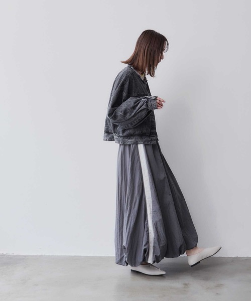 Bulue.】ノーカラーフリンジデニムジャケット（デニムジャケット