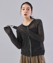 Muscat（マスカット）の「配色ライン モヘヤニットカーディガン（カーディガン/ボレロ）」