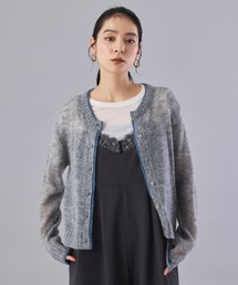 Muscat（マスカット）の「配色ライン モヘヤニットカーディガン（カーディガン/ボレロ）」