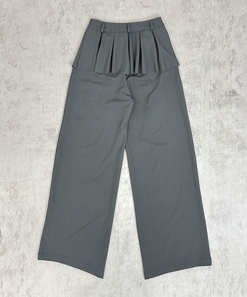 FOLLOWIN(フォロウィン)の「【3color 】フラップ&ストラップデザインレイヤードスカートワイドパンツ(スラックス・レディース・グレー/ブラック/ベージュ・SMALL/MEDIUM/LARGE)」の7枚目の写真