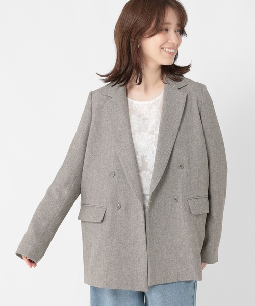 studio CLIP（スタディオクリップ）の「ヘリンボーンジャケット《オケージョン2025AW》（テーラードジャケット・レディース・ブラウン/ライトグレー/チャコール・FREE）」の10枚目の写真