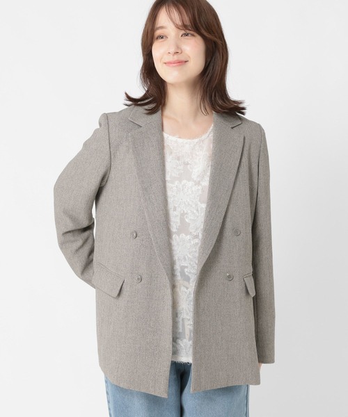 studio CLIP（スタディオクリップ）の「ヘリンボーンジャケット《オケージョン2025AW》（テーラードジャケット・レディース・ブラウン/ライトグレー/チャコール・FREE）」の11枚目の写真