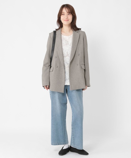 studio CLIP（スタディオクリップ）の「ヘリンボーンジャケット《オケージョン2025AW》（テーラードジャケット・レディース・ブラウン/ライトグレー/チャコール・FREE）」の12枚目の写真