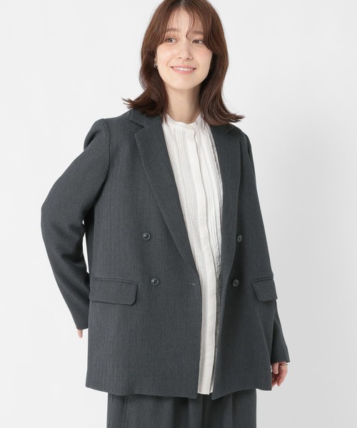 studio CLIP（スタディオクリップ）の「ヘリンボーンジャケット《オケージョン2025AW》（テーラードジャケット・レディース・ブラウン/ライトグレー/チャコール・FREE）」の17枚目の写真