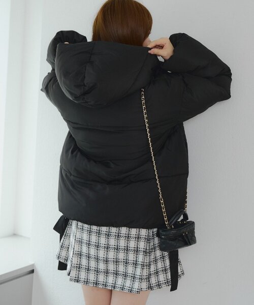 Another Branch olive des olive（アナザーブランチオリーブデオリーブ）の「2WAYリボン中綿ミドル丈ブルゾン（ブルゾン・レディース・オフホワイト/ブラック/サックスブルー・FREE）」の11枚目の写真