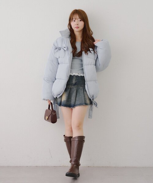 Another Branch olive des olive（アナザーブランチオリーブデオリーブ）の「2WAYリボン中綿ミドル丈ブルゾン（ブルゾン・レディース・オフホワイト/ブラック/サックスブルー・FREE）」の21枚目の写真