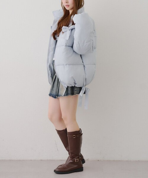 Another Branch olive des olive（アナザーブランチオリーブデオリーブ）の「2WAYリボン中綿ミドル丈ブルゾン（ブルゾン・レディース・オフホワイト/ブラック/サックスブルー・FREE）」の17枚目の写真