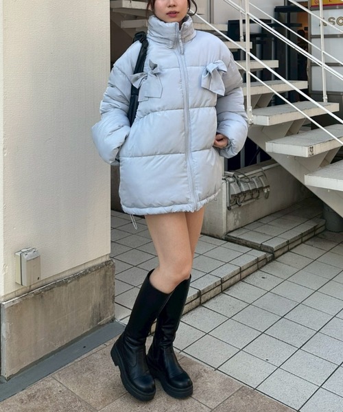 Another Branch olive des olive（アナザーブランチオリーブデオリーブ）の「2WAYリボン中綿ミドル丈ブルゾン（ブルゾン・レディース・オフホワイト/ブラック/サックスブルー・FREE）」の22枚目の写真