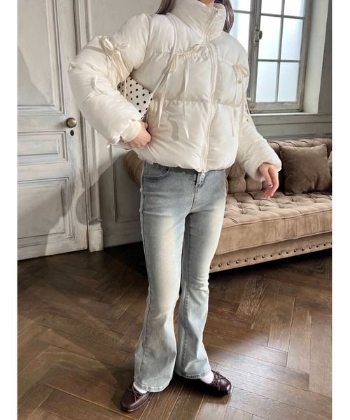 PHILLY（フィリー）の「リボンデザインパファーブルゾン（ブルゾン・レディース・ブラック/アイボリー/グレー・FREE）」の7枚目の写真