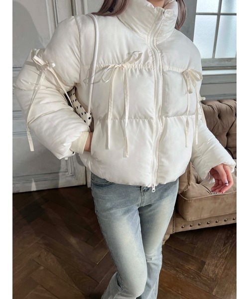 PHILLY（フィリー）の「リボンデザインパファーブルゾン（ブルゾン・レディース・ブラック/アイボリー/グレー・FREE）」の9枚目の写真