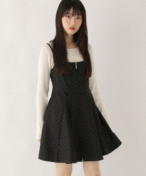 Heather(ヘザー)の「サーキュラーZIPキャミミニワンピース 602802(ワンピース・レディース・チャコールグレー/ブラック系/ブラウン系/ブラック系その他・FREE)」の2枚目の写真