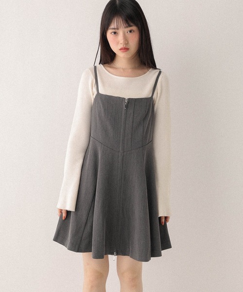 サーキュラーZIPキャミミニワンピース 602802（ワンピース）｜Heather