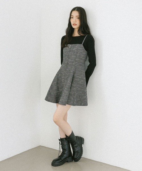 Heather(ヘザー)の「サーキュラーZIPキャミミニワンピース 602802(ワンピース・レディース・チャコールグレー/ブラック系/ブラウン系/ブラック系その他・FREE)」の15枚目の写真